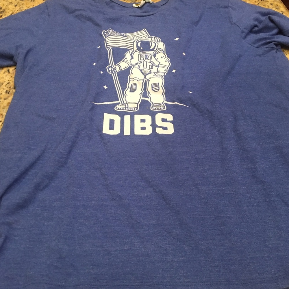 Astronaut Dibs XL dark blue short sleeve tee shirt Tipsyelves brand poly cotton